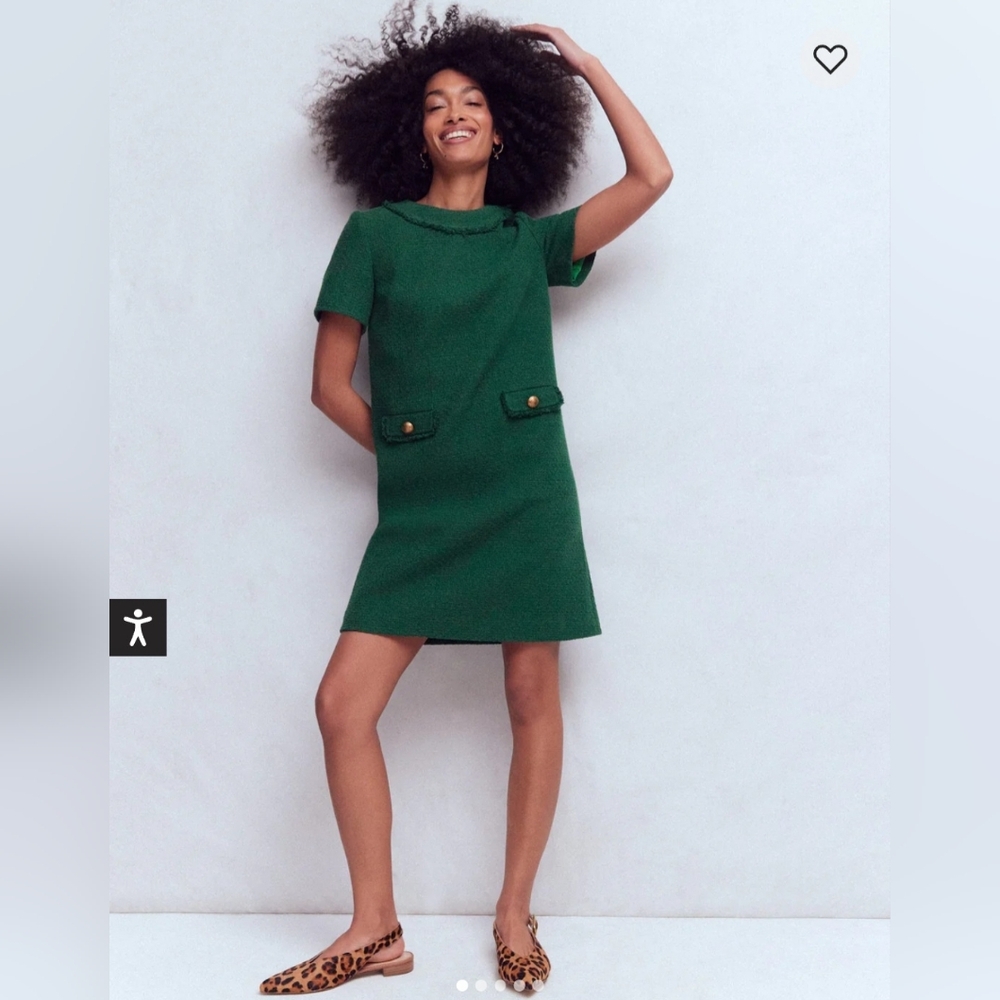 Boden Evita Cotton Shift Dress - Emerald Green - Size 14L - Picture 2 of 9